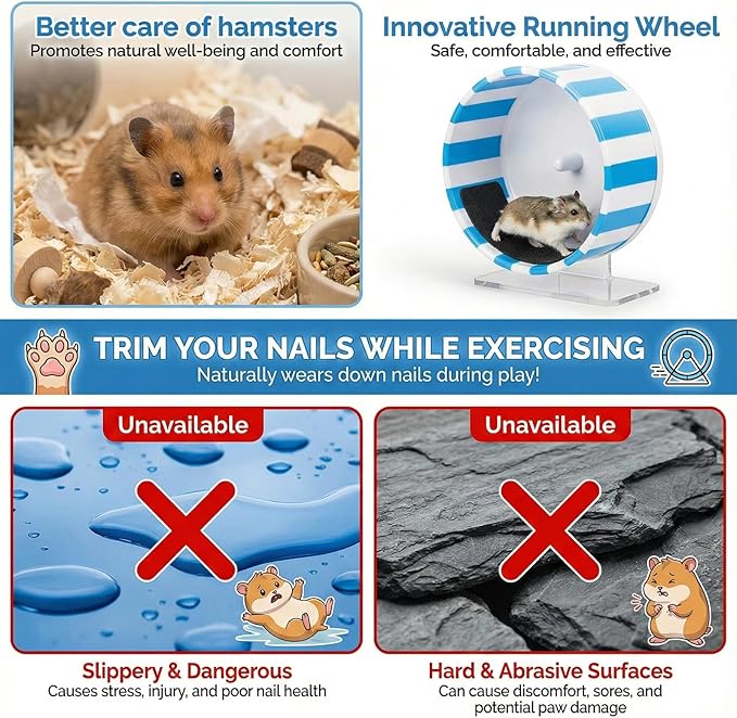 16.4 Ft Sandy Trimmer Strip with Foldable Scissor, Anti-Slip Traction Tape Sandy Track for Small Pet Exercise Wheel, Hedgehog Wheel Hamster Running Wheels for Gliders, Squirrels, Guinea Pigs (Black)