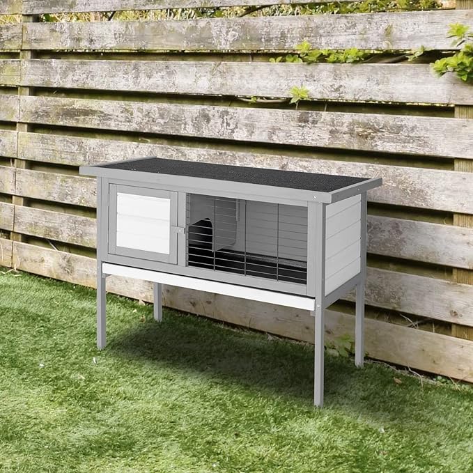Outvita Rabbit Hutch, 36" Single Deck Waterproof Wooden Chicken Coop Wire Hen Quail House Indoor Outdoor Use,Bunny Cage Small Pet Animal Poultry Cage (Gray)