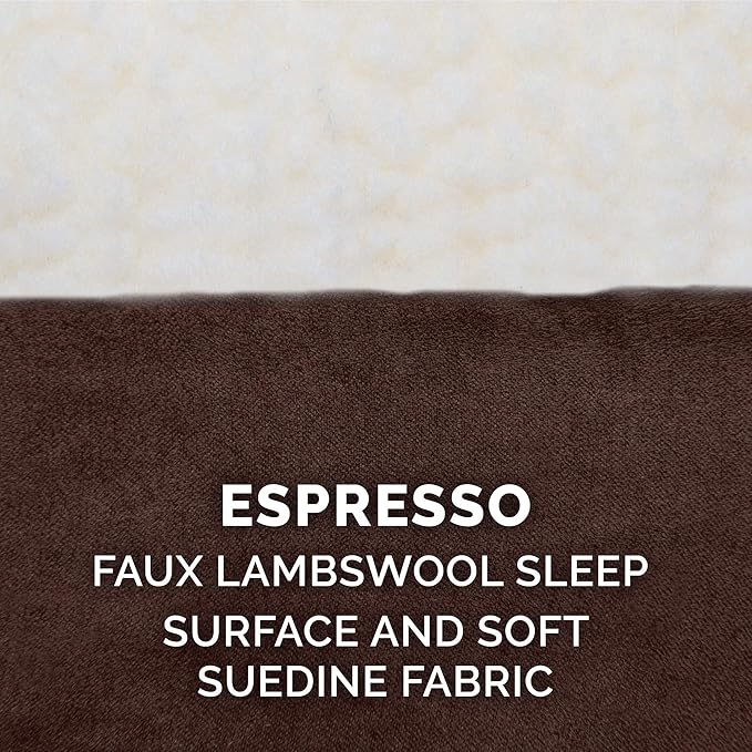 Furhaven Memory Foam Dog Bed for Large Dogs w/ Removable Washable Cover, For Dogs Up to 95 lbs - Sherpa & Suede Mattress - Espresso, Jumbo/XL