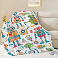 Robot Throw Blanket Cartoon Robot Machine Gifts for Kids Teens Girls Boys Adults Soft Cozy Warm Plush Fluffy Fuzzy Fleece Blanket Birthday Festival Decor 50''X60''