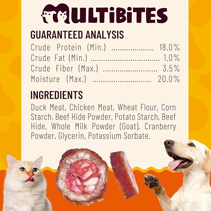 7.05oz Real Duck & Cranberry Filled Roll Dog Treats - Beef Hide Dog Chews for Tartar Control and Dental Care - Puppy Training Treats for All Breed,Large,Small Dogs