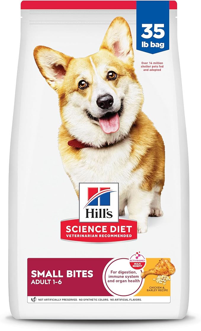 Hill's Science Diet Adult 1-6 Small Bites Dry Dog Food, Chicken & Barley, 35 lb. Bag