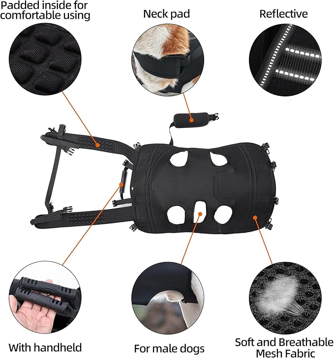 ETIAL Dog Lift Harness, Secure Harness for Assisted Mobility, Full Body Support & Recovery Sling Dog Lifter Vest Harness for Senior Dog, Disabled, Joint Injurie, Arthritis, Loss of Stability Dogs Walk