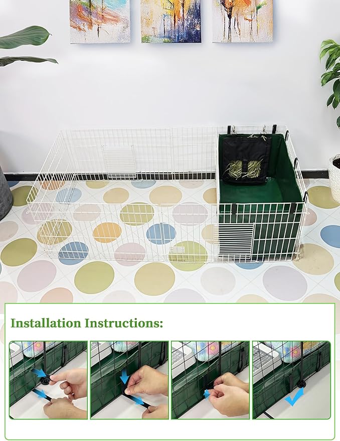 Guinea Pig Cage Liner, for Midwest Cage Kitchen 24"X13" Litter Box & Hay Feedder for Guinea Pig Rabbits Hamsters Hedgehogs Ferrets and Other Small Animals. Green