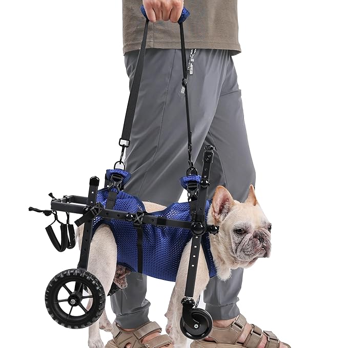 ETIAL 4-Wheel Adjustable Dog Wheelchair Cart for Disabled & Senior Dogs, Lifting Harness with 4 Usage Modes - Support Front/Rear Legs Mobility Aid for Small Breeds S