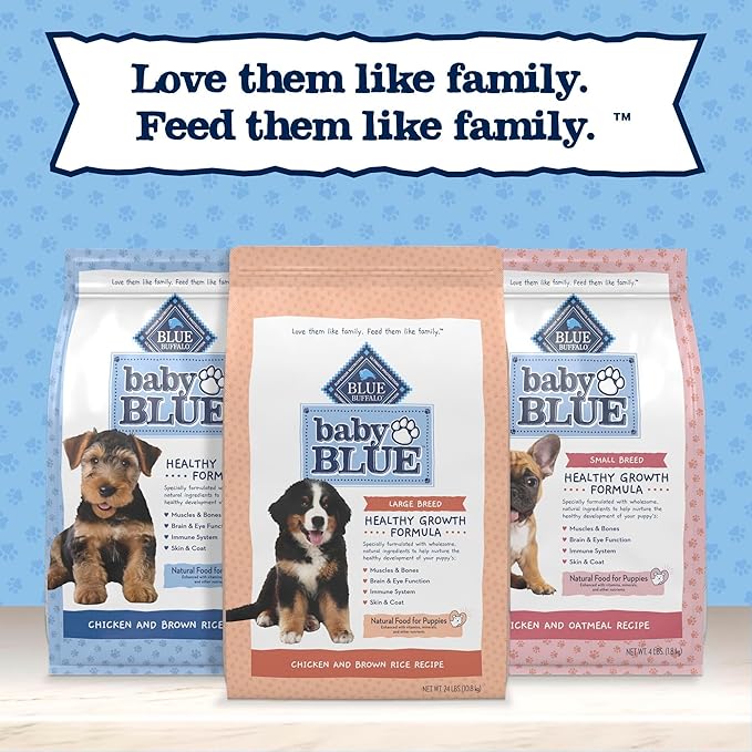 Blue Buffalo Baby Blue Natural Large Breed Puppy Dry Dog Food, Healthy Growth Formula with DHA, Chicken and Brown Rice Recipe, 24-lb Bag