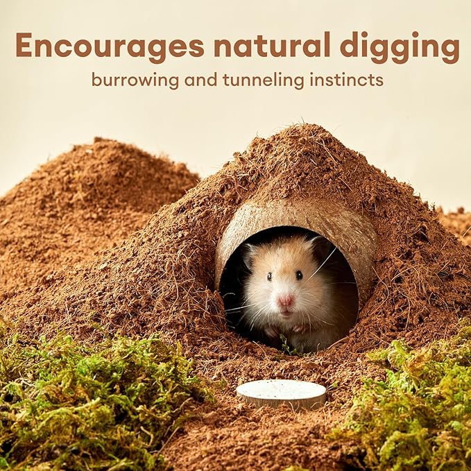 BUCATSTATE 5L Natural Coco Fiber Hamster Bedding, Soft Natural Coco Fiber Substrate for Small Pets & Dwarf Syrian Hamsters, Gerbils, Mice, Low-dust Hamster Hamsters