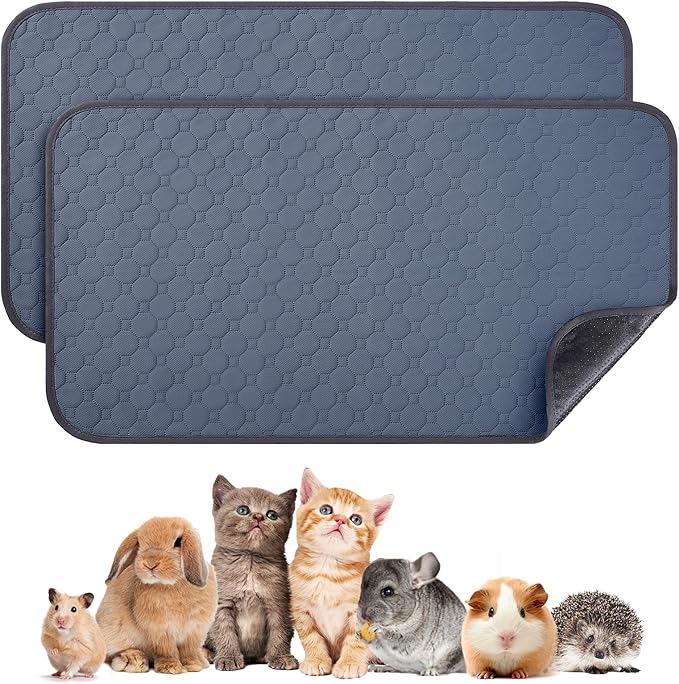 2 Pack 48" x 24" Guinea Pig Cage Liner, Washable Reusable Bedding, Waterproof Absorbent Pee Pad Non-Slip Mat for Small Animals, Rabbit, Hamster, Rat, Chinchilla