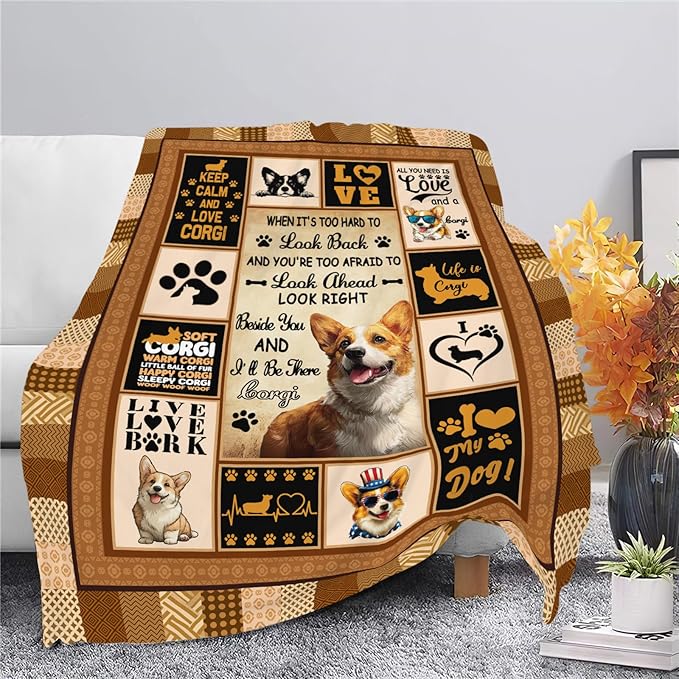 Corgi Throw Blanket Corgi Puppy Stuff Gifts for Dog Lover Kids Girls Boys Adults Women Men Soft Cozy Warm Plush Fluffy Fuzzy Fleece Blanket Decor 40''X50''