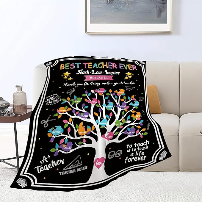 banonaty Best Teacher Blanket Teacher Throw Blankets Cozy Fleece Flannel Blanket Teacher Appreciation Gifts for Women Men Girls Adult for Couch Sofa Bed Decor 40"X50"