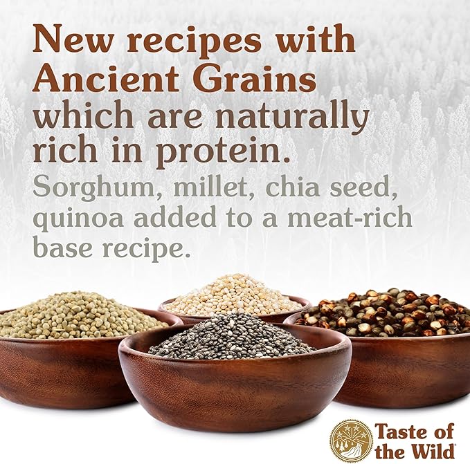 Taste of The Wild with Ancient Grains, Ancient Prairie Canine Recipe with Roasted Bison and Venison Dry Dog Food, Made with High Protein from Real Meat and Guaranteed Nutrients and Probiotics 28lb