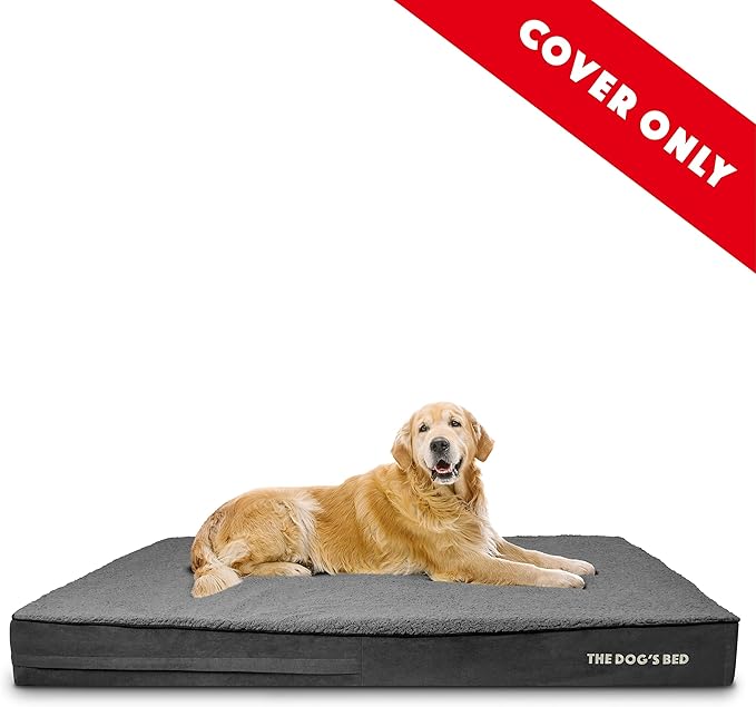 The Dog’s Bed Replacement Outer Cover, Plush Fabric, Dark Green Plush, XXXL, 6-Inch