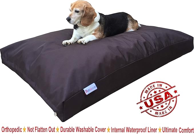 Dogbed4less XXL Orthopedic Extreme Comfort Memory Foam Dog Beds for Large Dog, Internal Waterproof Lining and External Machine Washable Durable Cover, 55"X37" Pillow, Seal Brown