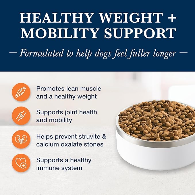 Blue Buffalo Natural Veterinary Diet W+M Dry Dog Food, Weight Management + Mobility Formula, Veterinarian Prescription Required, Salmon, 22-lb Bag