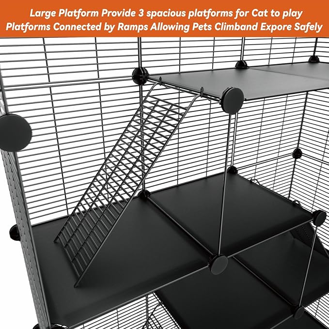 STILLCOVE Cat Cage Indoor, Big Wire Cat Cage Kennels Enclosures DIY Playpen Crates, Pet Pen C&C Cage for Multiple Cats Kittens Rabbits Bunny Ferrets Chinchilla and Small Animals