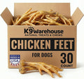 K9warehouse Chicken Feet for Dogs - 30 Count, Dehydrated Chicken Dog Treats, 100% Natural, High Protein, Single Ingredient Chews, Support Dental Health - Ideal for Chewing - USA Company