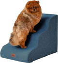 Navy Blue Curved Dog Stairs Ramp for Small Dogs & Cats 17.1" H, 3-Step Dog Steps for Couch Sofa and Chair, Pet Stairs for Cats, Non-Slip Balanced Pet Steps