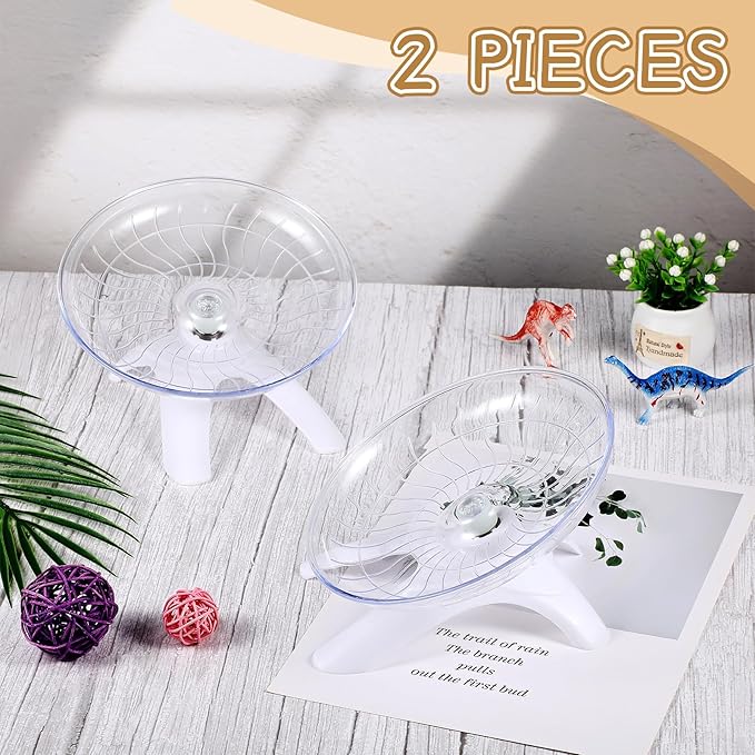 Thyle 2 Pieces Hamster Flying Saucer Silent Running Exercise Wheel Fitness Hamster Toys Silent Exercise Wheel for Hamsters Gerbils Mice Hedgehog Guinea Pig and Other Small Pets