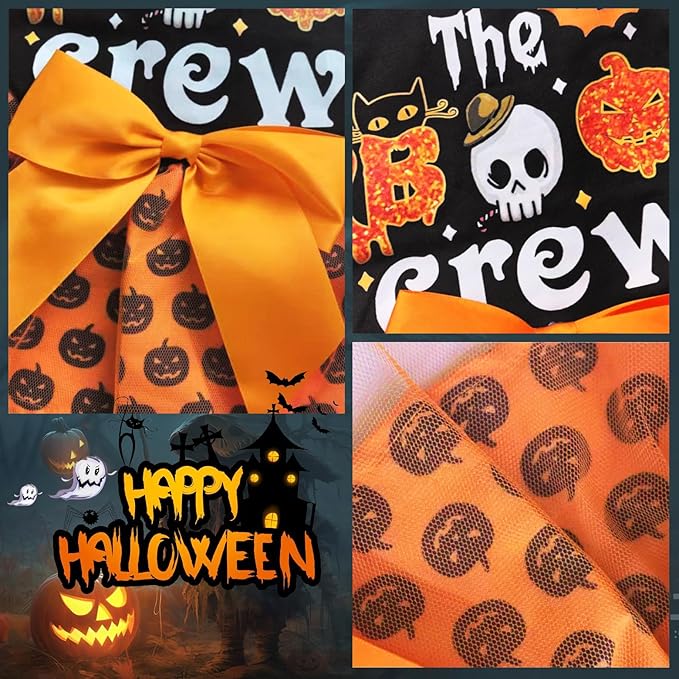 Idepet Dog Dress Halloween, Holiday Puppy Skirt Cute Boo Dog Costume Funny Pumpkin Print Pet Apparel Dog Clothes for Small Dogs Girls and Cats (X-Small)