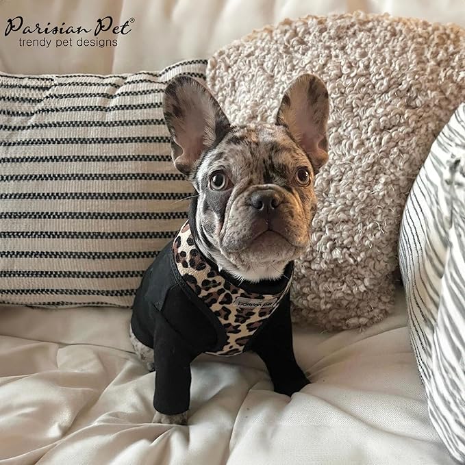 Parisian Pet Leopard Dog Harness - Breathable Mesh No Pull Puppy Harness with Leash Ring - Adjustable Harnesses for Dogs - Soft Padded Step-in Pet Vest - Lightweight Dog Vests for Large Sized Dogs
