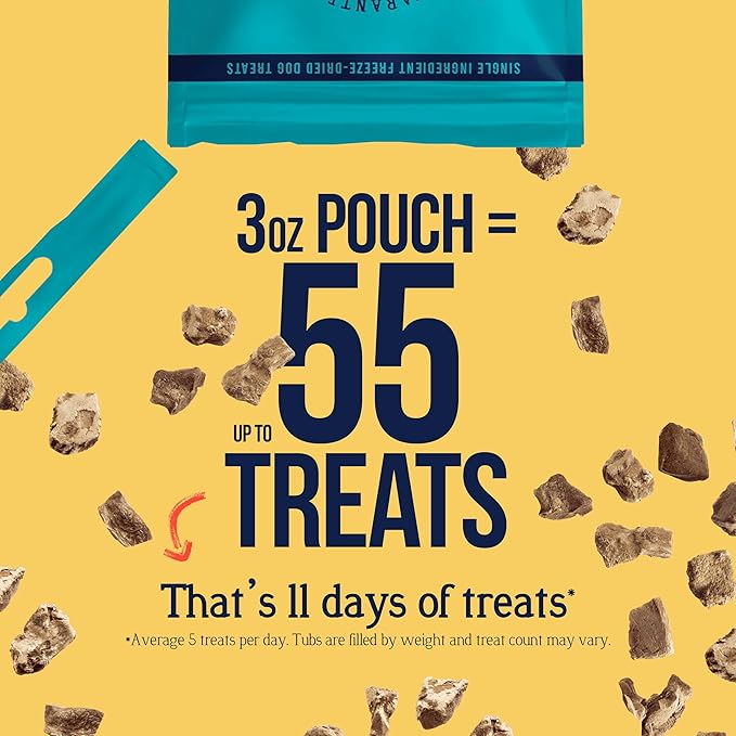 Stewart Chicken Liver Dog Treats, 3 oz, ~55 Pieces, Freeze Dried Raw, Single Ingredient, 60% Protein Training Treats or Meal Topper in a Resealable Pouch, Grain Free, Gluten Free