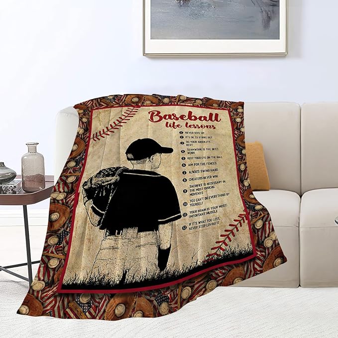 Baseball Decor Gifts: Cozy Fleece Flannel Blanket, Soft Warm Plush, Lightweight, 60"X80" for Boys Teens Kids, Couch Sofa Bed
