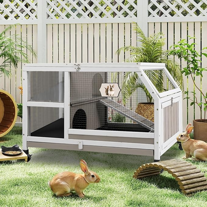 Ketive Rabbit Hutch Indoor - Weatherproof, Multi-Level, Easy Assembly, Lockable, and Comfortable