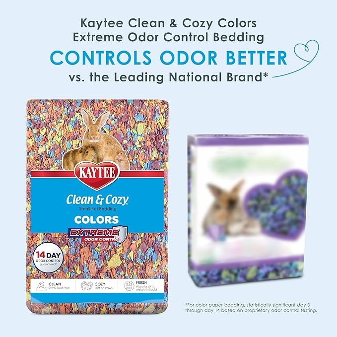 Kaytee Clean & Cozy Colors, Small Animal Bedding with Extreme Odor Control, Kaleidoscope, 49.2 Liters