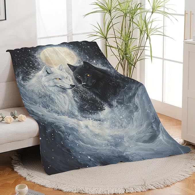 Wolf Throw Blanket Wolf Stuff Gifts for Kids Girls Boys Adults Women Man Soft Cozy Warm Plush Fluffy Fuzzy Fleece Blanket Decor 40''X50''