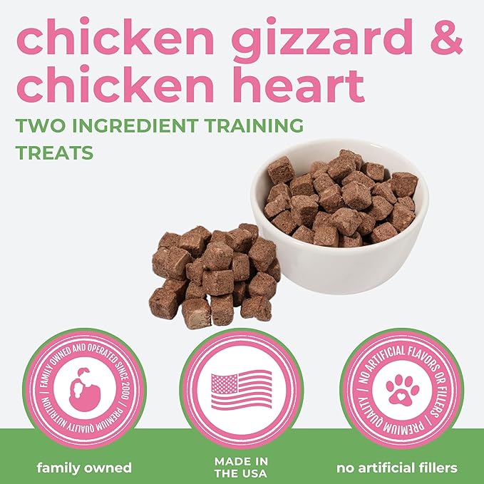 Momentum Carnivore Nutrition Freeze-Dried Chicken Training Bites – Two Ingredients-Chicken Gizzard and Heart, All-Natural Dog Treats –Made in USA – Perfect for Training & Rewards- 2.5 oz Bag