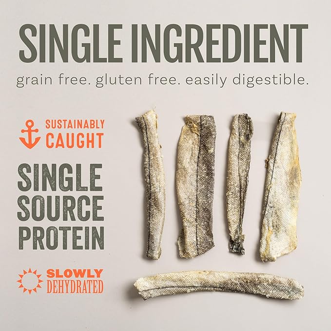 Polkadog Crunchy Haddock Skins Dog Treats – Single-Ingredient, Omega-3 Rich, All-Natural Pet Snack – Locally-Caught, Sustainable Seafood – High Protein, Made in USA – 2 oz