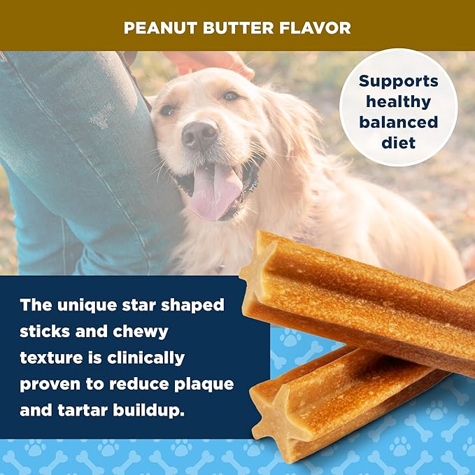 AMERICAN KENNEL CLUB Dentacare Large Breed Peanut Flavored Dental Dog Treats, Naturally Flavored, 15 Count (Pack of 2)