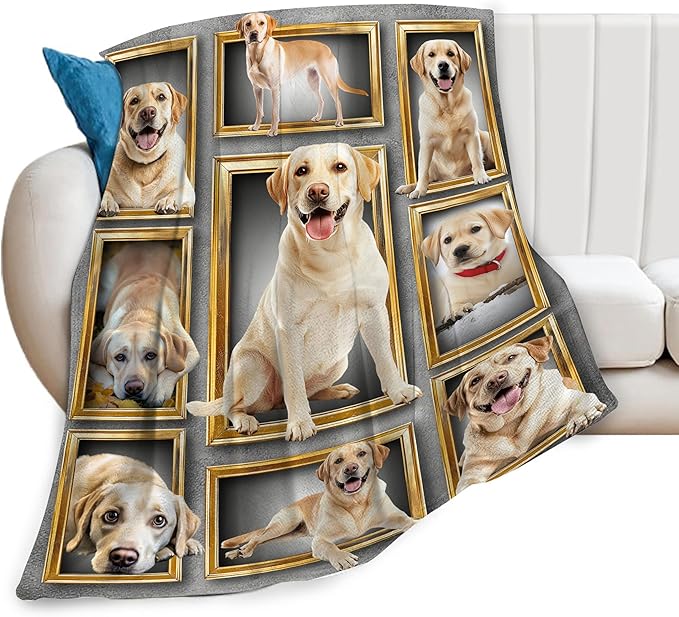 Labrador Gifts, Labrador Throw Blanket, Dog Gift for Women Men Boys Girls Lover Adult Cozy Fleece Flannel Bedding Stuff Animal Plush for Couch Sofa Bed Decor 60"X50"