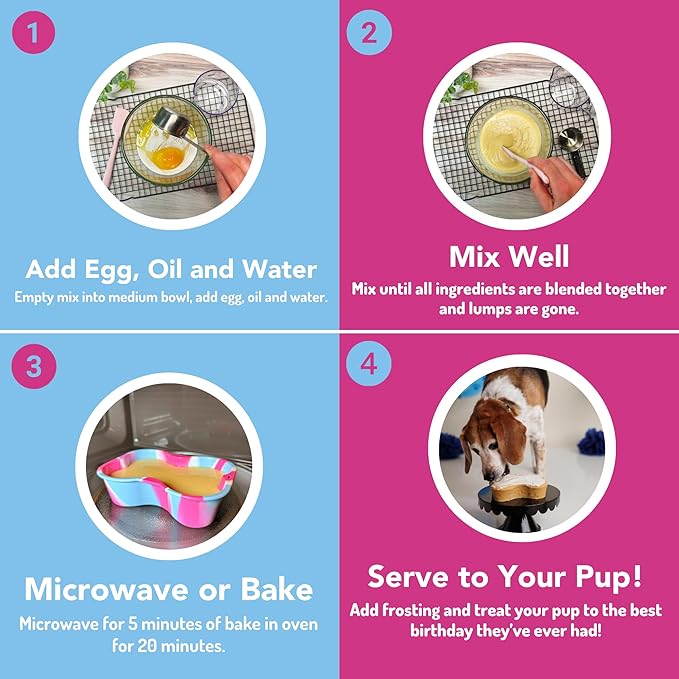 Puppy Cake Dog Birthday Cake Kit – Complete Cake and Icing Mix, Candle, and Silicone Pan - Birthday Cake Flavor w/Sprinkles – Bake or Microwave, Perfect for Celebrating Your Dog’s Day – Made in USA