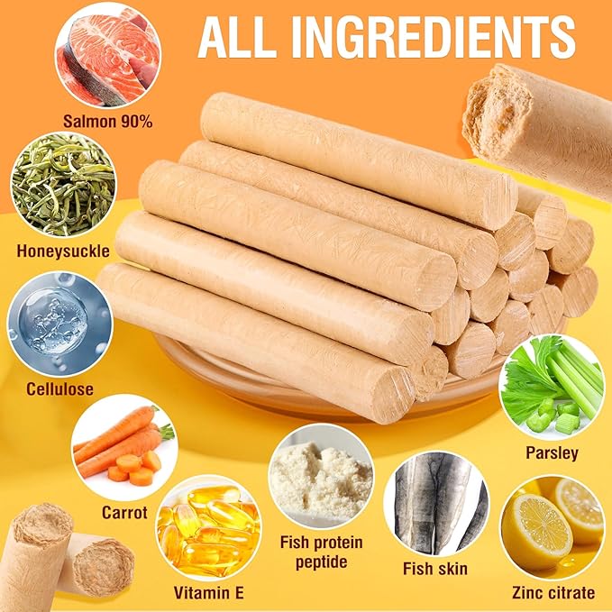 Salmon Sticks for Dogs,Real Salmon and Carrots,Easily Digestible,High Protein Dog Treat,Freshens Breath Healthy,for All Breeds (75g)