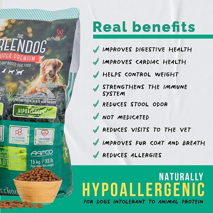 The Green Dog: Super Premium - Puppies - 6.6 Lb Bag Dog Food - Plant Based Protein, Vegan Dry Pet Kibble, Gluten Free, Complete Nutrition