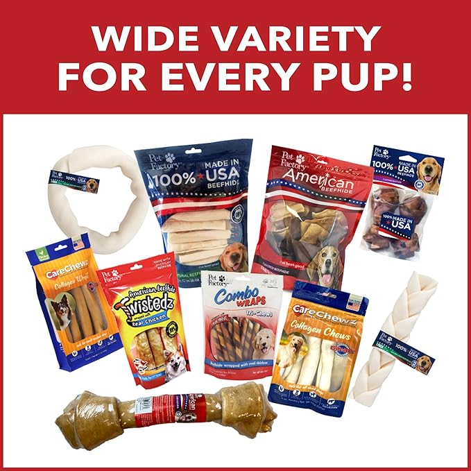 Pet Factory American Beefhide 4-5" Knotted Bones Dog Chew Treats - Chicken Flavor, 8 Count/1 Pack