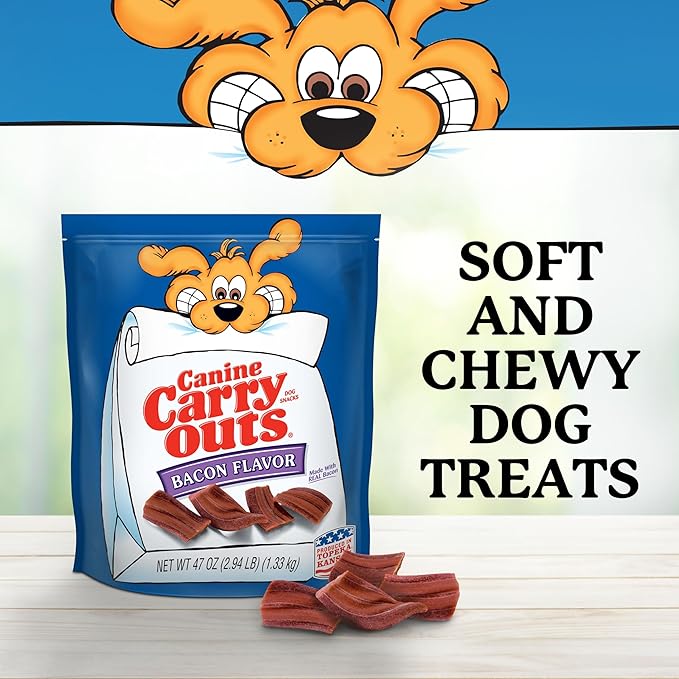 Canine Carry Outs Dog Treats, Bacon Flavor, 47 Ounce, Made with Real Bacon (Pack of 2)