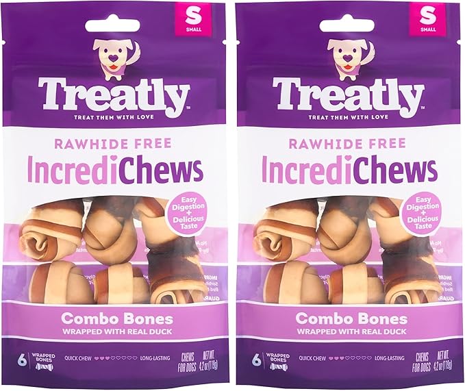 IncrediChews Bone w/Duck Meat Wrap Dog Chew Treats - 6 Count/2 Pack
