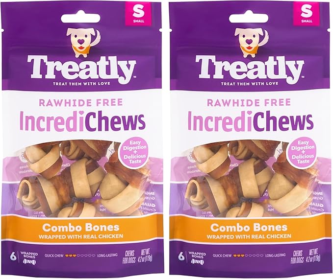 IncrediChews Bone w/Chicken Meat Wrap Dog Chew Treats - 6 Count/2 Pack