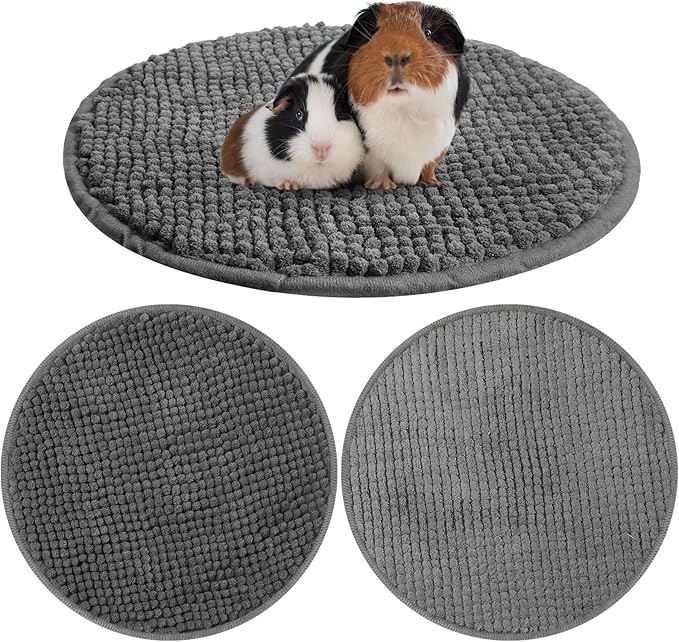 Amylove 4 Pcs Guinea Pig Cage Liner Washable Fleece Pee Pads Pet Dog Cat Bedding Training Mat for Small Animal Guinea Pig Puppy Bunny Hamster(Diameter 12 Inch,Round,Dark Gray)