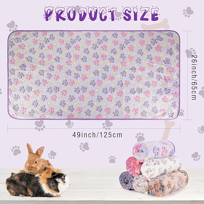 YUEPET Waterproof Guinea Pig Blankets Washable 6 Pack Small Animal Fleece Cage Liners Pet Soft Sleep Mat Pad Cover Warm Flannel Throw for Hamster Guinea Pig Rabbit Chinchilla Hedgehog Ferret 48"×24"