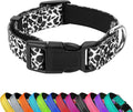 Reflective Dog Collar, Adjustable Soft Neoprene Padded Nylon Pet Collars with Buckle for Puppy and Small Dogs, Cats, Black White Cow,L