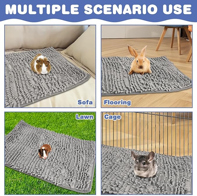 PINVNBY Guinea Pig Cage Mat Guinea Pig Bedding Washable Rabbit Mat Pads Reusable Small Animal Sleeping Bed for Bunny Hamster (55 x 28, Gray)
