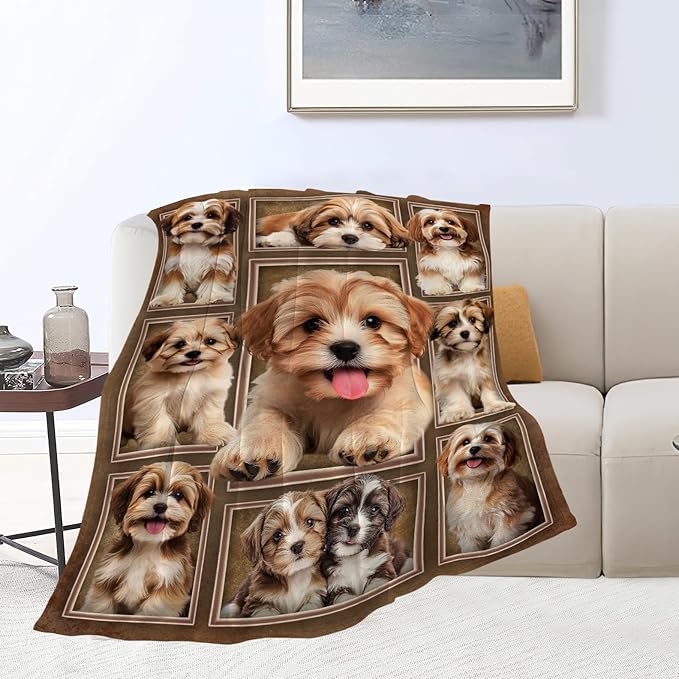Havanese Gifts, Dog Throw Blanket, Havanese Stuff Animal for Women Boys Girls Men Lover Adult Cozy Fleece Flannel Bedding Plush for Couch Sofa Bed Decor 60"X50"