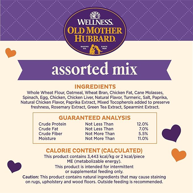Old Mother Hubbard Wellness Training Bitz Assorted Mix Dog Biscuits, Natural, Training Treats, Three Flavors, Small Size, (8 Ounce Bag)