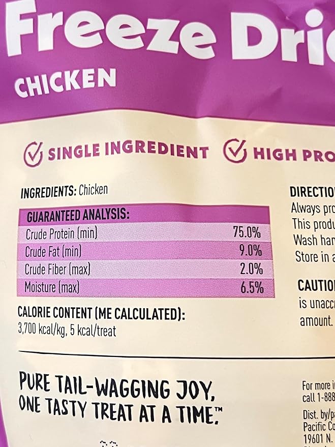 Wiggles & Wags Freeze Dried Chicken Crunchy Dog Treats,5 oz, 1 Pack