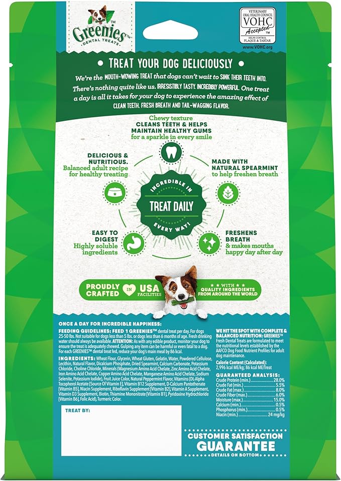 Greenies Veterinarian-Recommended Natural Dental Dog Treats, Dental Chews for Dogs, Regular Size, Fresh Flavor, 12 oz. Pack, 12 Count