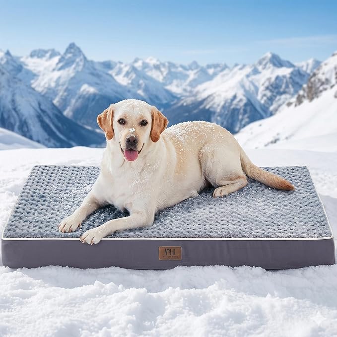 Figopage Orthopedic Dog Beds Large Sized Dog, Memory Foam Dogs Bed with Removable Cover, Washable Pet Mat Non-Slip Bottom, Waterproof Pet Crate Pad, 50×36, Grey
