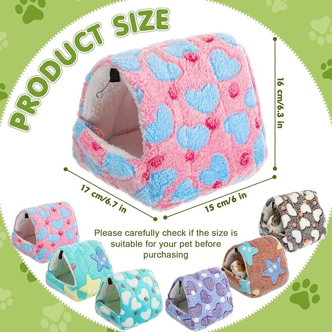 AceOrbit 6 Pcs Rat Hides Guinea Pig Bed Tunnel 7.9 Inch Washable Bird Bed Animal Cage Accessories Rat Bedding for Chinchilla Rabbit Hedgehogs Ferrets Hamster(Bright Color,Cute Patterns)